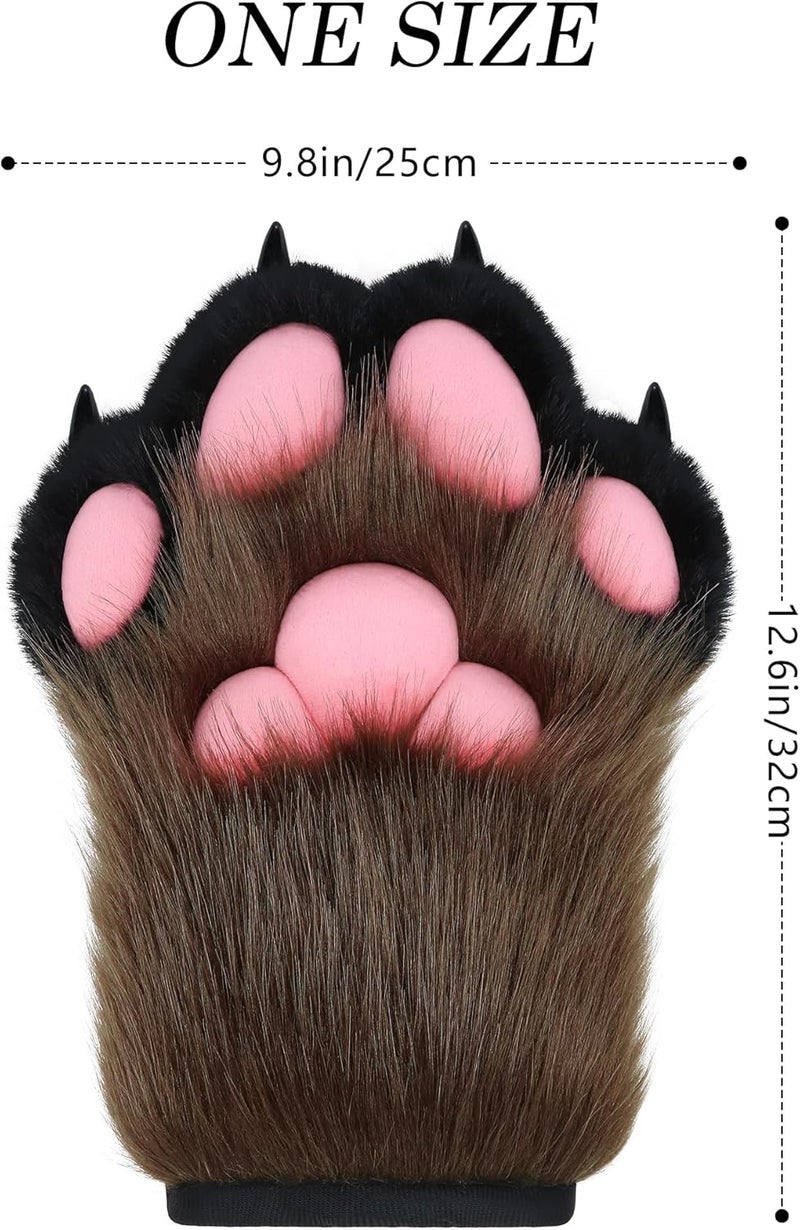 BNLIDES Cosplay Fursuit Paw Gloves Furry Claw Gloves Built-in Whistle Decompression Toys Costume Party Accessories for Adult - Image 4